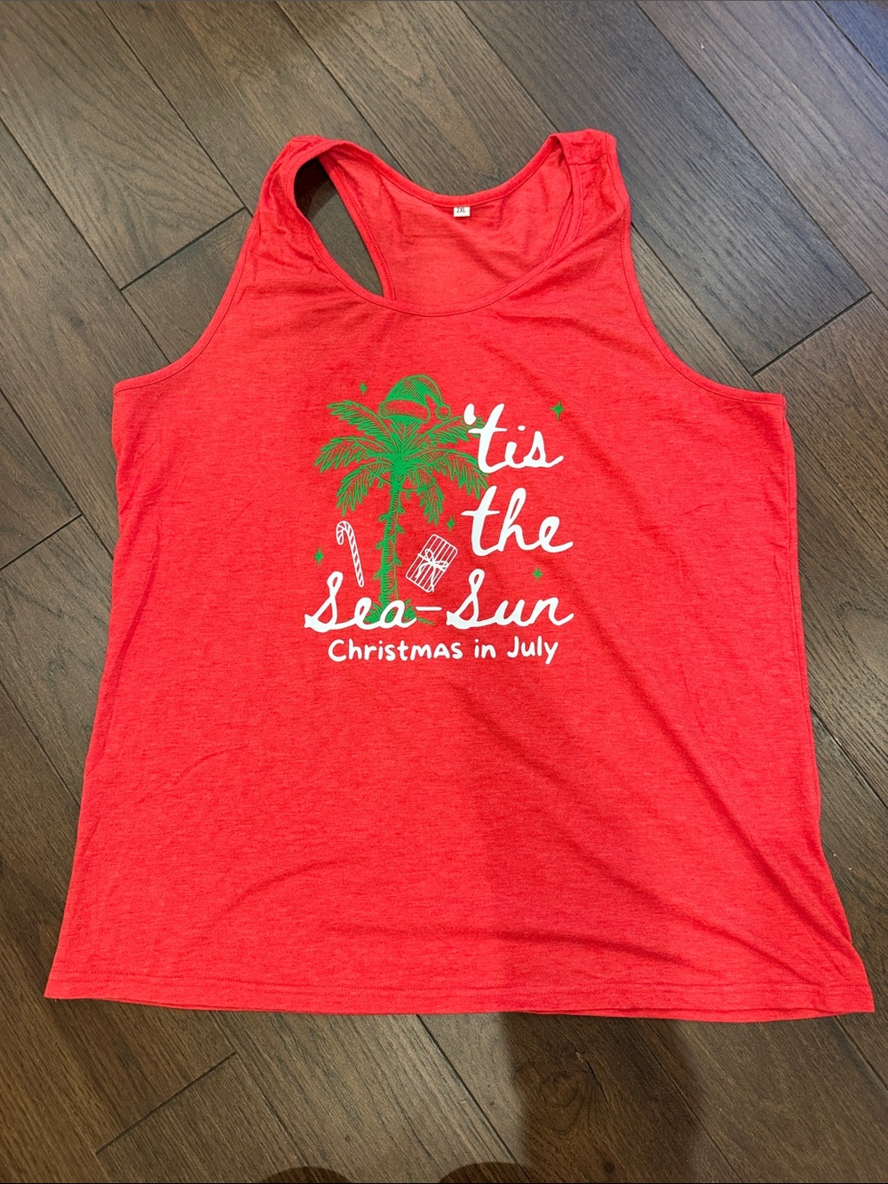 'Tis the Sea-Sun Christmas in July Red Tank Top Size 2XXL - C72-054